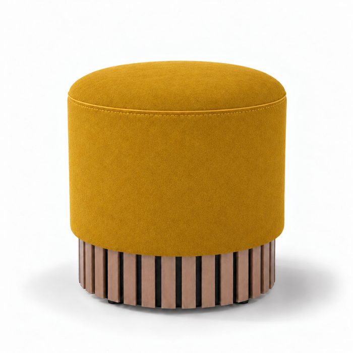 Pouf Classic Wood rigido in tessuto Antimacchia Nabù con tecnologia Aquaclean, Avalon per interno dim: Ø45xH43 cm