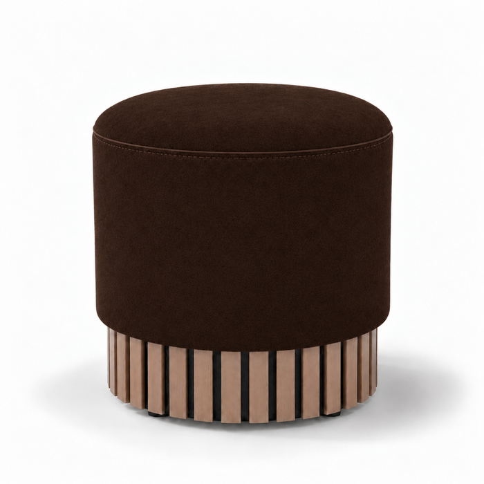 Pouf Classic Wood rigido in tessuto Antimacchia Nabù con tecnologia Aquaclean, Avalon per interno dim: Ø45xH43 cm