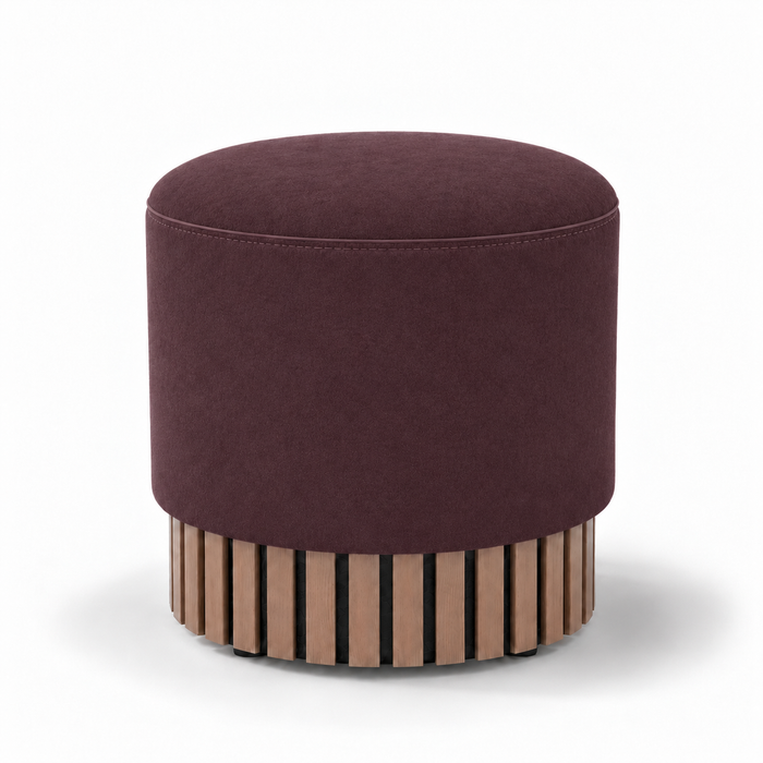 Pouf Classic Wood rigido in tessuto Antimacchia Nabù con tecnologia Aquaclean, Avalon per interno dim: Ø45xH43 cm
