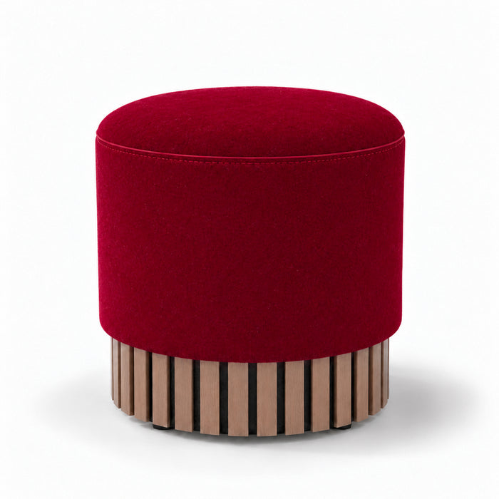 Pouf Classic Wood rigido in tessuto Antimacchia Nabù con tecnologia Aquaclean, Avalon per interno dim: Ø45xH43 cm