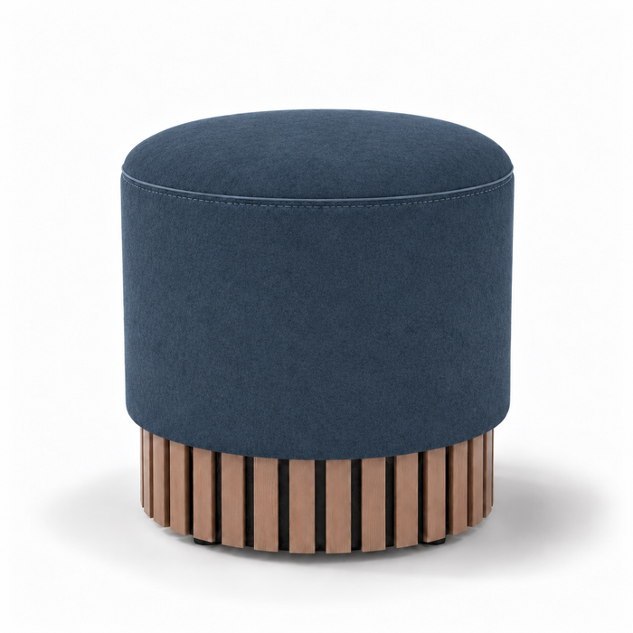 Pouf Classic Wood rigido in tessuto Antimacchia Nabù con tecnologia Aquaclean, Avalon per interno dim: Ø45xH43 cm