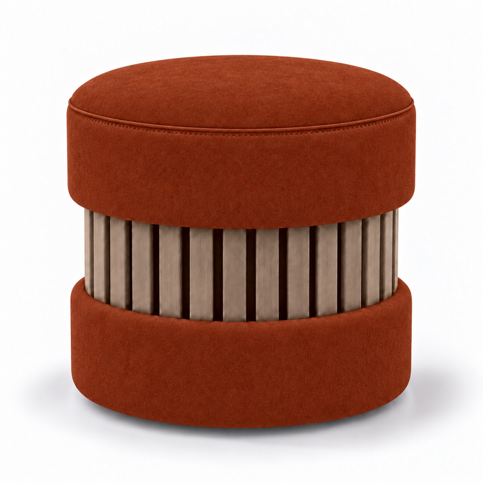 Pouf Wood Duo rigido in tessuto Antimacchia Nabù con tecnologia Aquaclean, Avalon per interno dim: Ø45xH43 cm