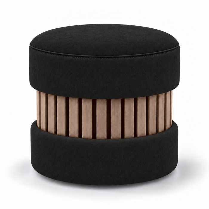Pouf Wood Duo rigido in tessuto Antimacchia Nabù con tecnologia Aquaclean, Avalon per interno dim: Ø45xH43 cm