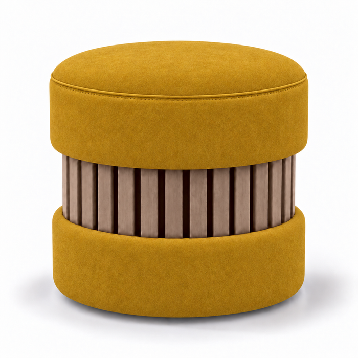 Pouf Wood Duo rigido in tessuto Antimacchia Nabù con tecnologia Aquaclean, Avalon per interno dim: Ø45xH43 cm