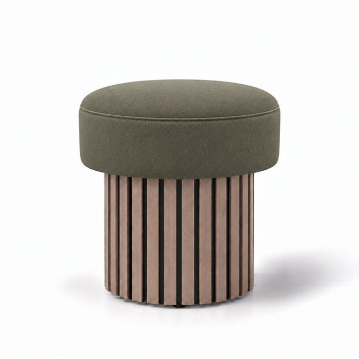 Pouf Wood Up rigido in tessuto Antimacchia Nabù con tecnologia Aquaclean, Avalon per interno dim: Ø45xH43 cm