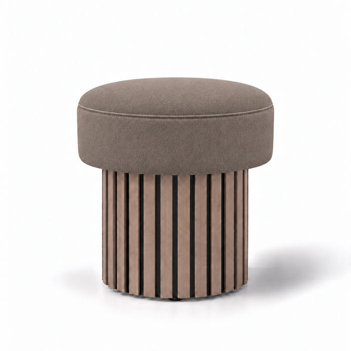 Pouf Wood Up rigido in tessuto Antimacchia Nabù con tecnologia Aquaclean, Avalon per interno dim: Ø45xH43 cm
