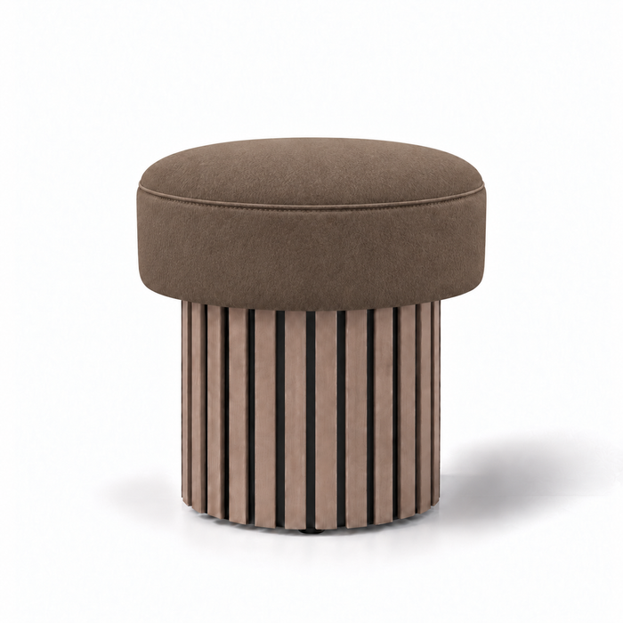 Pouf Wood Up rigido in tessuto Antimacchia Nabù con tecnologia Aquaclean, Avalon per interno dim: Ø45xH43 cm