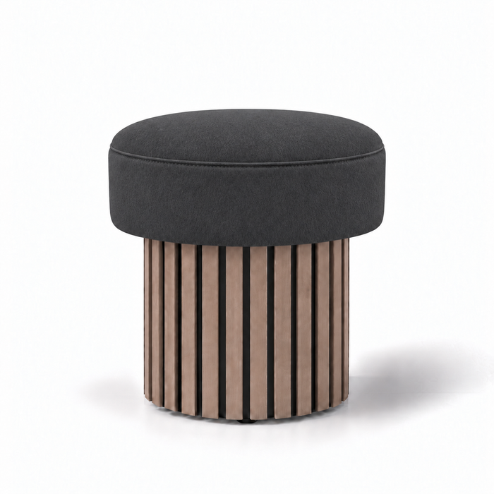 Pouf Wood Up rigido in tessuto Antimacchia Nabù con tecnologia Aquaclean, Avalon per interno dim: Ø45xH43 cm