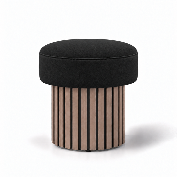 Pouf Wood Up rigido in tessuto Antimacchia Nabù con tecnologia Aquaclean, Avalon per interno dim: Ø45xH43 cm