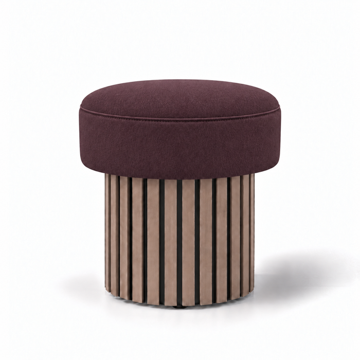 Pouf Wood Up rigido in tessuto Antimacchia Nabù con tecnologia Aquaclean, Avalon per interno dim: Ø45xH43 cm
