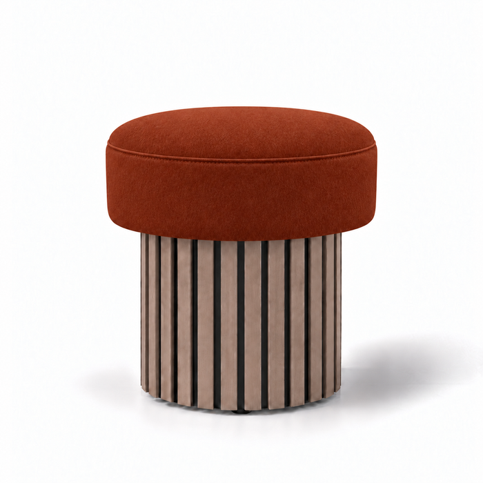 Pouf Wood Up rigido in tessuto Antimacchia Nabù con tecnologia Aquaclean, Avalon per interno dim: Ø45xH43 cm