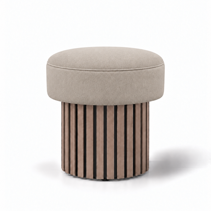 Pouf Wood Up rigido in tessuto Antimacchia Nabù con tecnologia Aquaclean, Avalon per interno dim: Ø45xH43 cm