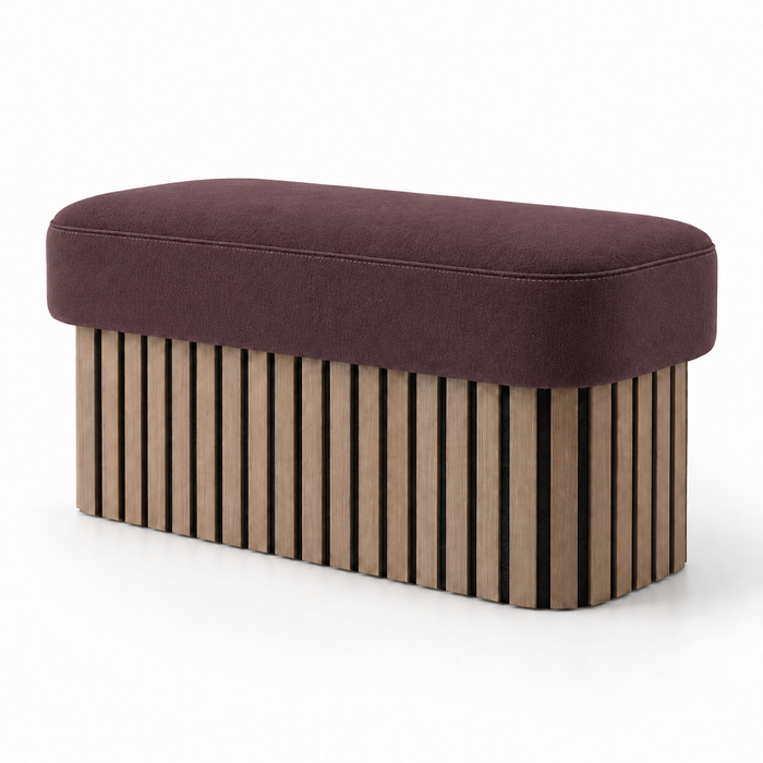 Pouf Panca Wood Up rigido in tessuto Antimacchia Nabù con tecnologia Aquaclean, Avalon per interno dim: 90x45xH43 cm
