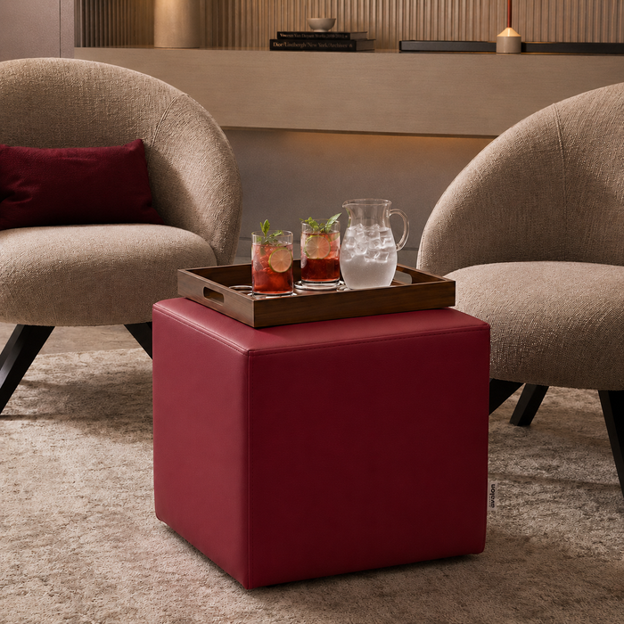 Avalon TAVOLINO Pouf Cubo rigido in Similpelle Mamba Trendy Classe 1-IM Ignifugo per Interno ed Esterno. Dim: Larg 45cm X Prof 45cm X Alt 40 Cm