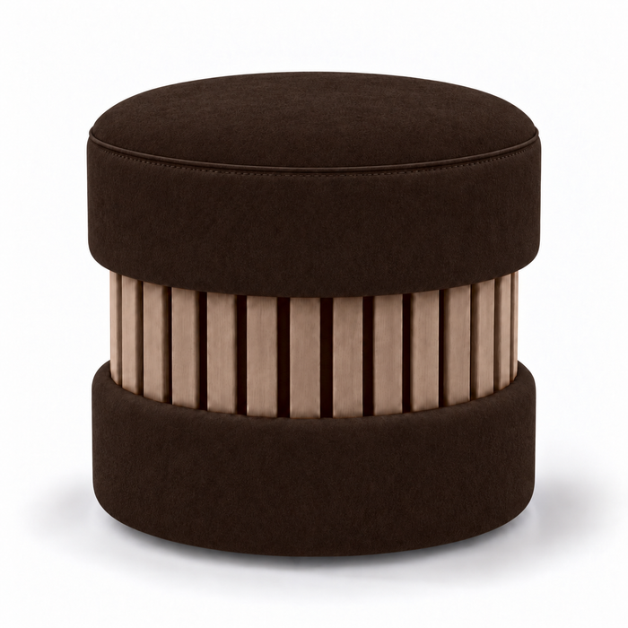 Pouf Wood Duo rigido in tessuto Antimacchia Nabù con tecnologia Aquaclean, Avalon per interno dim: Ø45xH43 cm