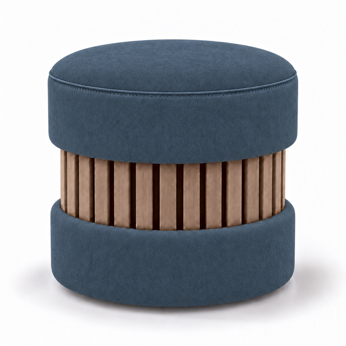 Pouf Wood Duo rigido in tessuto Antimacchia Nabù con tecnologia Aquaclean, Avalon per interno dim: Ø45xH43 cm