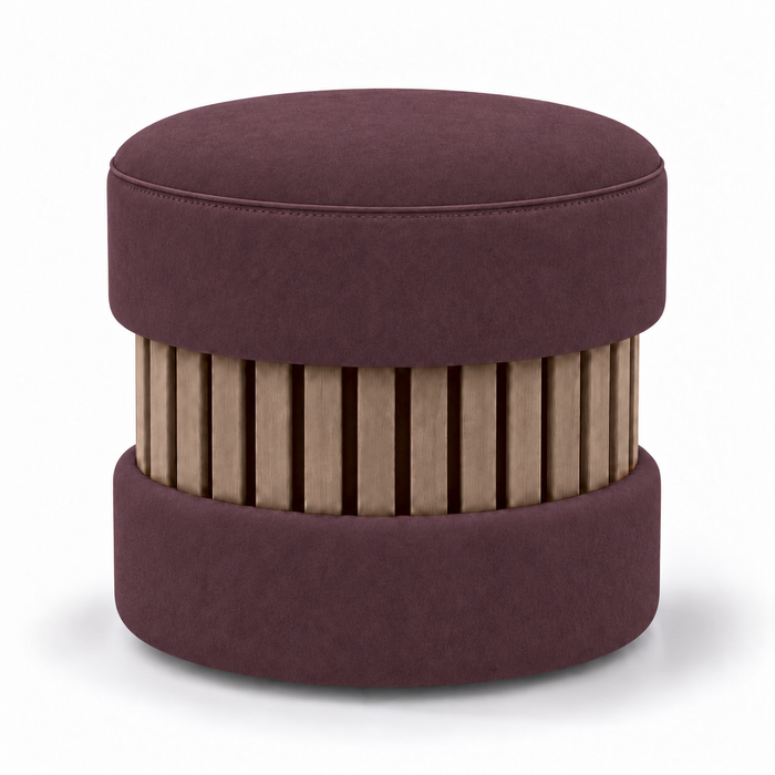 Pouf Wood Duo rigido in tessuto Antimacchia Nabù con tecnologia Aquaclean, Avalon per interno dim: Ø45xH43 cm