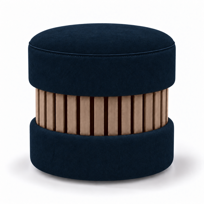 Pouf Wood Duo rigido in tessuto Antimacchia Nabù con tecnologia Aquaclean, Avalon per interno dim: Ø45xH43 cm