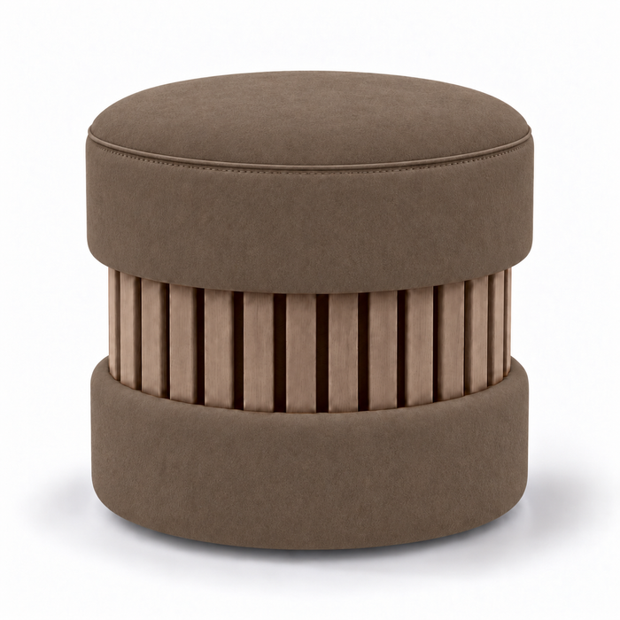 Pouf Wood Duo rigido in tessuto Antimacchia Nabù con tecnologia Aquaclean, Avalon per interno dim: Ø45xH43 cm