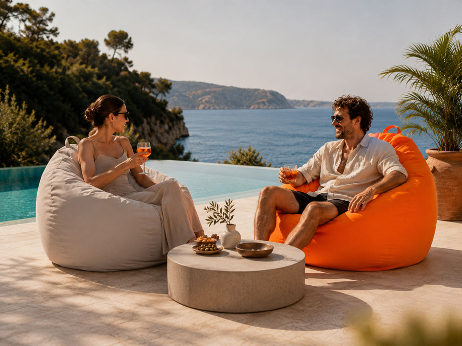 Pouf poltrona sacco Gigante Softy, sfoderabile con sacca interna, Avalon in tessuto poliestere Samba per esterno, Imbottito, Antistrappo, Impermeabile Dim: Ø90 x H90cm