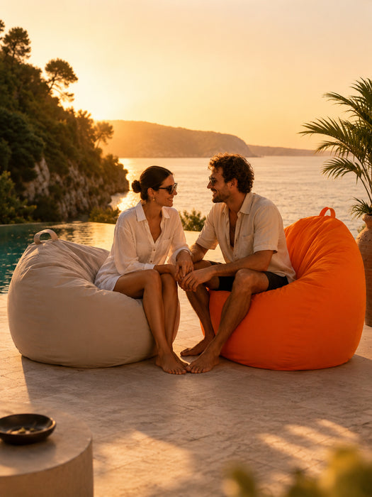 Pouf poltrona sacco Gigante Softy, sfoderabile con sacca interna, Avalon in tessuto poliestere Samba per esterno, Imbottito, Antistrappo, Impermeabile Dim: Ø90 x H90cm