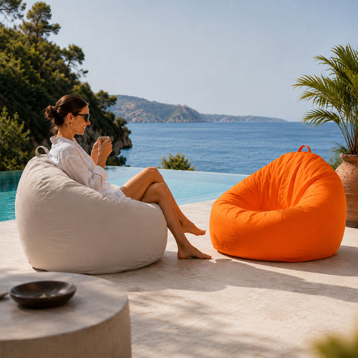 Pouf poltrona sacco Gigante Softy, sfoderabile con sacca interna, Avalon in tessuto poliestere Samba per esterno, Imbottito, Antistrappo, Impermeabile Dim: Ø90 x H90cm