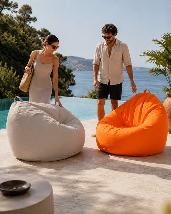 Pouf poltrona sacco Gigante Softy, sfoderabile con sacca interna, Avalon in tessuto poliestere Samba per esterno, Imbottito, Antistrappo, Impermeabile Dim: Ø90 x H90cm