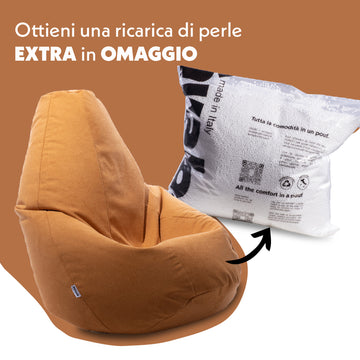 Pouf Poltrona Sacco media BAG L in tessuto antimacchia Dali dim