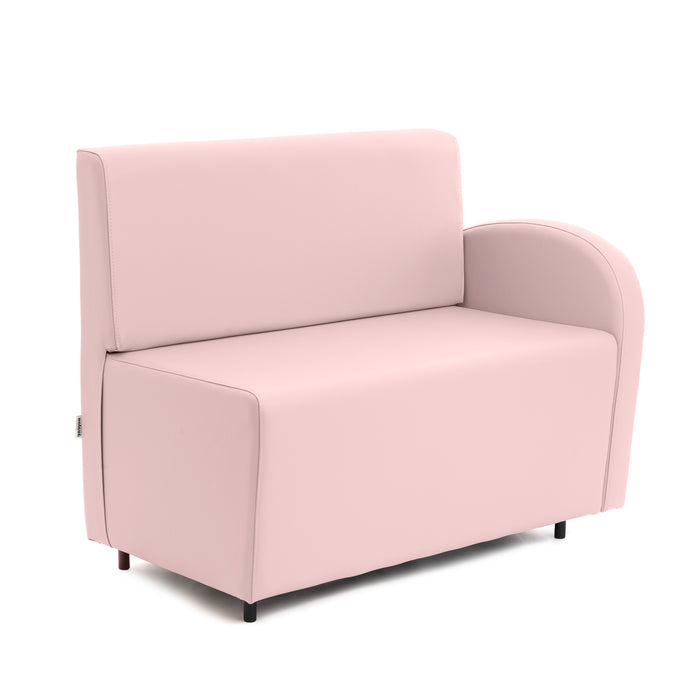 Divanetto Onda 2 posti con bracciolo dx per Locali in ecopelle Ignifugo Mamba Dim 108x62xH88