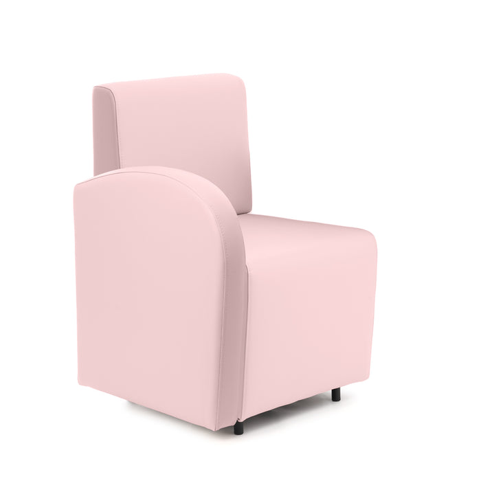 Divanetto Onda 1 posto con bracciolo dx per Locali in ecopelle Ignifugo Mamba Dim 58x62xH88