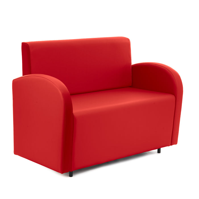 Divanetto Onda 2 posti con bracciolo dx per Locali in ecopelle Ignifugo Mamba Dim 108x62xH88