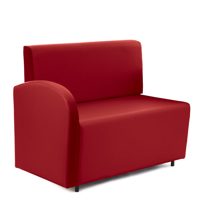 Divanetto Onda 2 posti con bracciolo dx per Locali in ecopelle Ignifugo Mamba Dim 108x62xH88