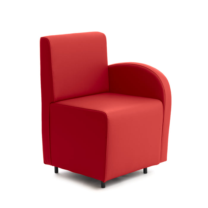 Divanetto Onda 1 posto con bracciolo dx per Locali in ecopelle Ignifugo Mamba Dim 58x62xH88
