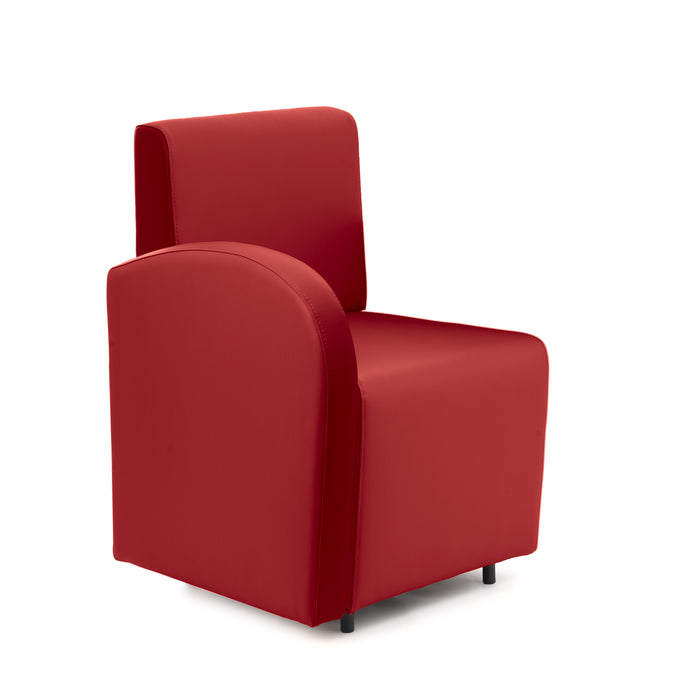 Divanetto Onda 1 posto con bracciolo dx per Locali in ecopelle Ignifugo Mamba Dim 58x62xH88