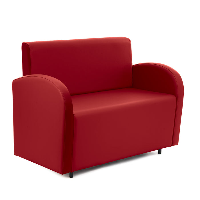 Divanetto Onda 2 posti con bracciolo dx per Locali in ecopelle Ignifugo Mamba Dim 108x62xH88
