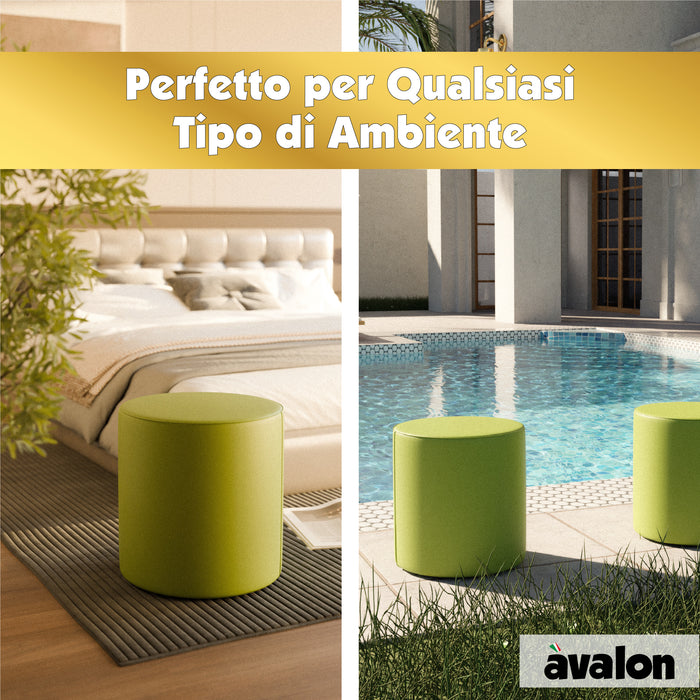 Avalon Rigid Cylinder Pouf Faux Leather Jazz for Indoor and Outdoor Dim: Ø40 cm X H43 cm