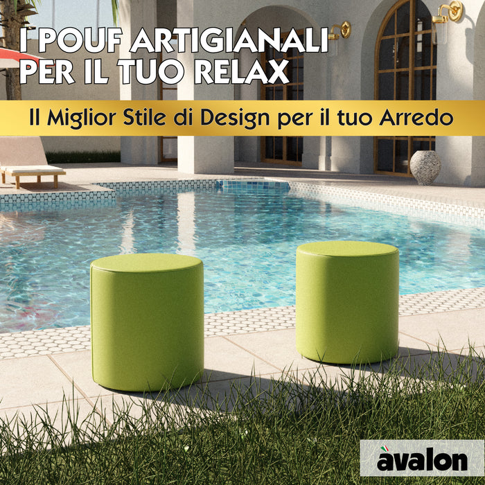 Avalon Rigid Cylinder Pouf Faux Leather Jazz for Indoor and Outdoor Dim: Ø40 cm X H43 cm