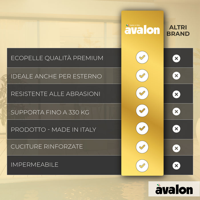 Avalon Jazz Rigid Cube Pouf in Faux Leather for Indoor and Outdoor Use. Dimensions: Width 40 cm X Depth 40 cm X Height 43 cm