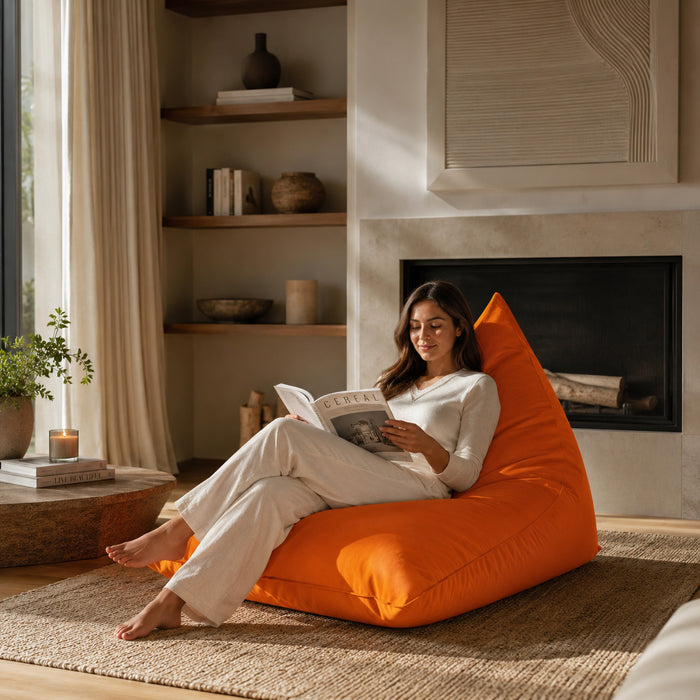 Pouf Shongo grande a forma di triangolo Sfoderabile con sacca interna in tessuto Jive per interno, Antistrappo, Impermeabile, dim: 140x175 cm