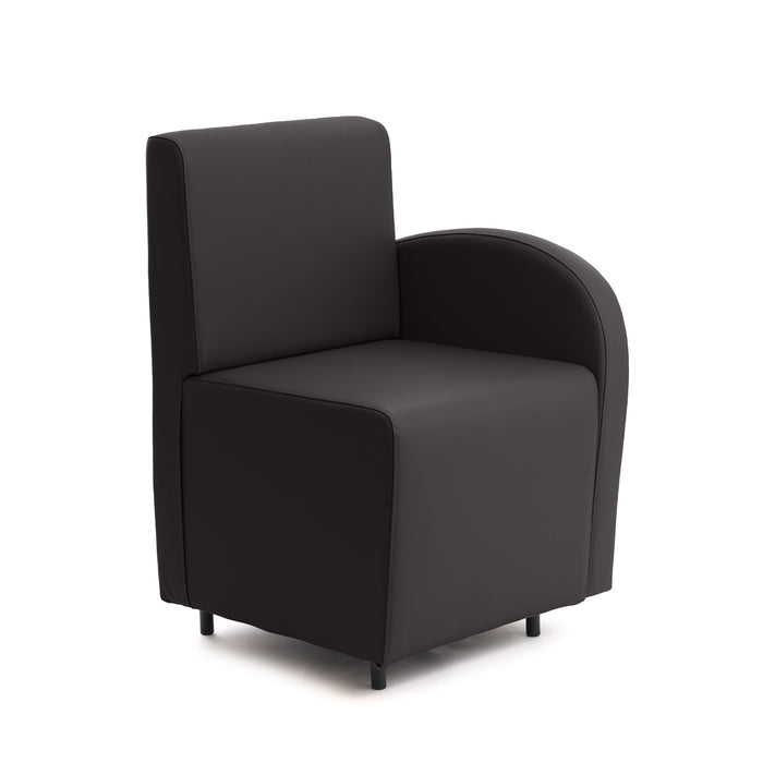 Divanetto Onda 1 posto con bracciolo dx per Locali in ecopelle Ignifugo Mamba Dim 58x62xH88