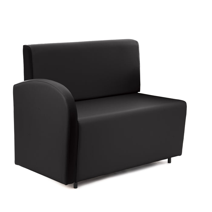 Divanetto Onda 2 posti con bracciolo dx per Locali in ecopelle Ignifugo Mamba Dim 108x62xH88