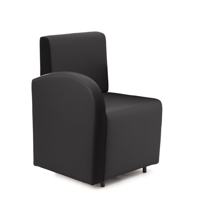 Divanetto Onda 1 posto con bracciolo dx per Locali in ecopelle Ignifugo Mamba Dim 58x62xH88