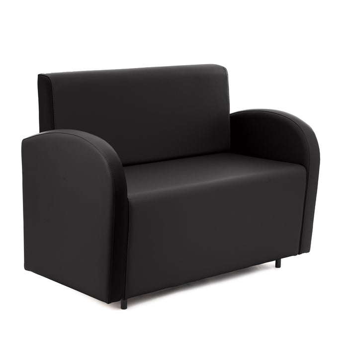 Divanetto Onda 2 posti con bracciolo dx per Locali in ecopelle Ignifugo Mamba Dim 108x62xH88