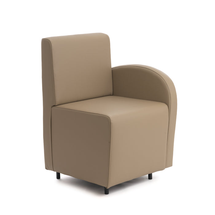 Divanetto Onda 1 posto con bracciolo dx per Locali in ecopelle Ignifugo Mamba Dim 58x62xH88