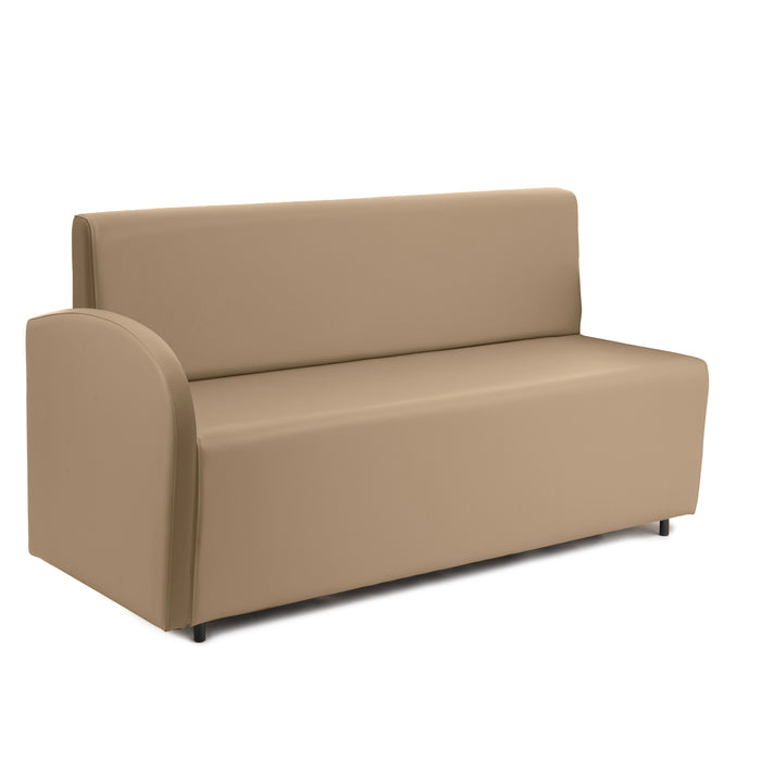 Divanetto Onda 3 posti con Bracciolo dx per Locali in ecopelle Ignifugo Mamba Dim 158x62xH88