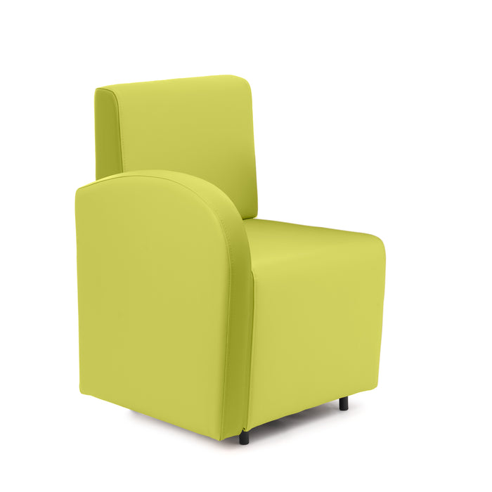 Divanetto Onda 1 posto con bracciolo dx per Locali in ecopelle Ignifugo Mamba Dim 58x62xH88