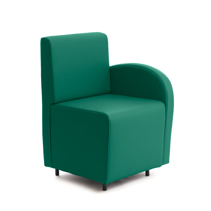 Divanetto Onda 1 posto con bracciolo dx per Locali in ecopelle Ignifugo Mamba Dim 58x62xH88