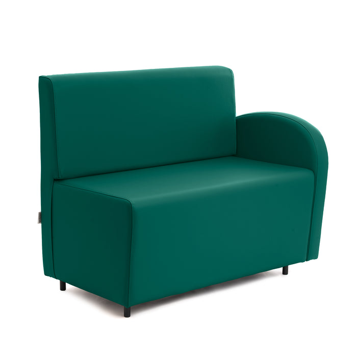 Divanetto Onda 2 posti con bracciolo dx per Locali in ecopelle Ignifugo Mamba Dim 108x62xH88