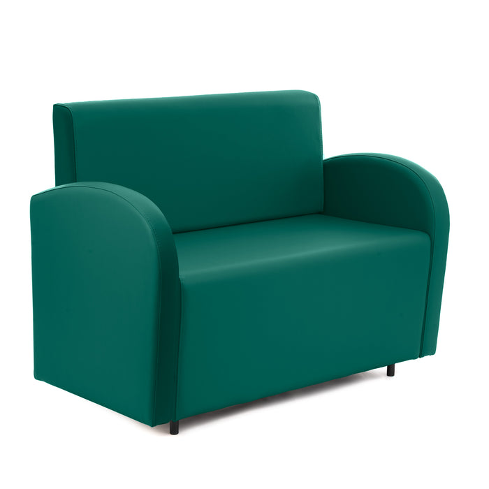Divanetto Onda 2 posti con bracciolo dx per Locali in ecopelle Ignifugo Mamba Dim 108x62xH88