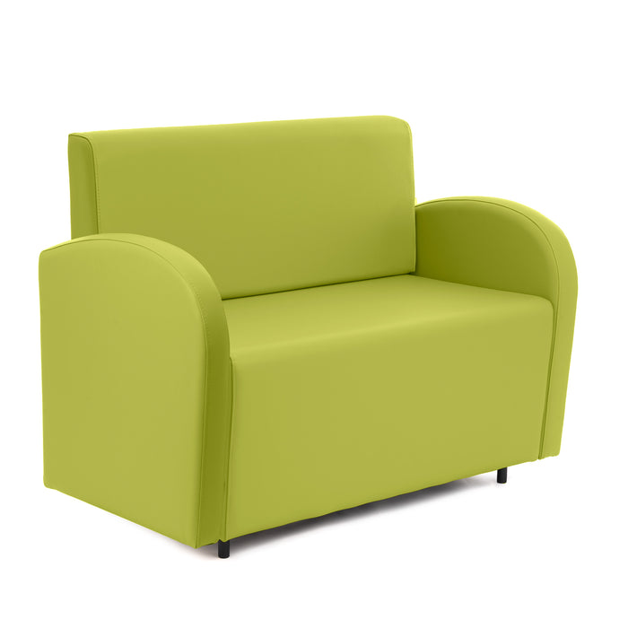 Divanetto Onda 2 posti con bracciolo dx per Locali in ecopelle Ignifugo Mamba Dim 108x62xH88